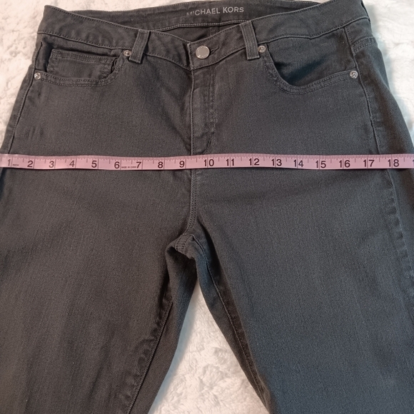 Michael Kors Izzy Dark Charcoal Mid-rise Skinny Denim Jeans Back Pocket Logo 8 - Picture 11 of 14